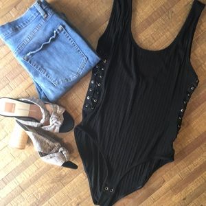 Black laced up bodysuit